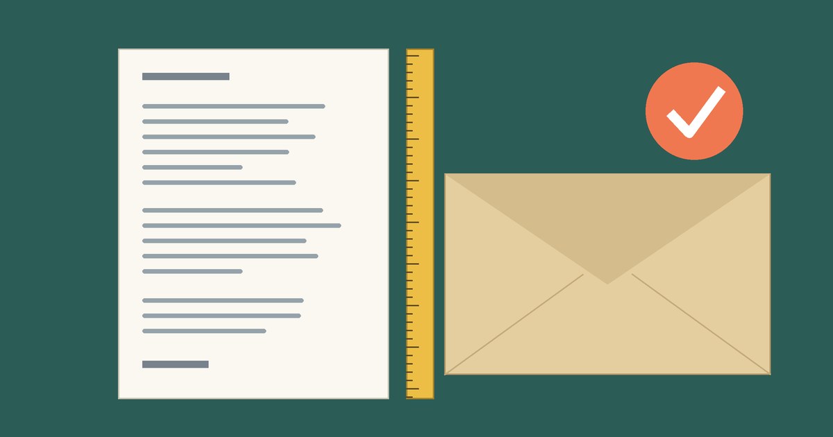 A one-page query letter beside a ruler and an envelope